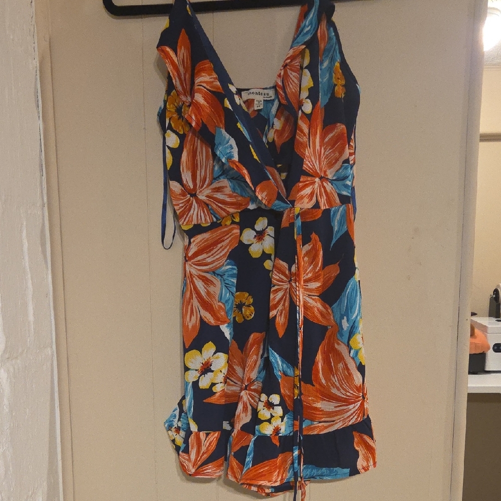 MINKPINK Floral Mini Dress - Blue and Orange
